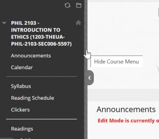 Hide your course menu