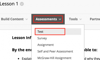 Click on assessments and test