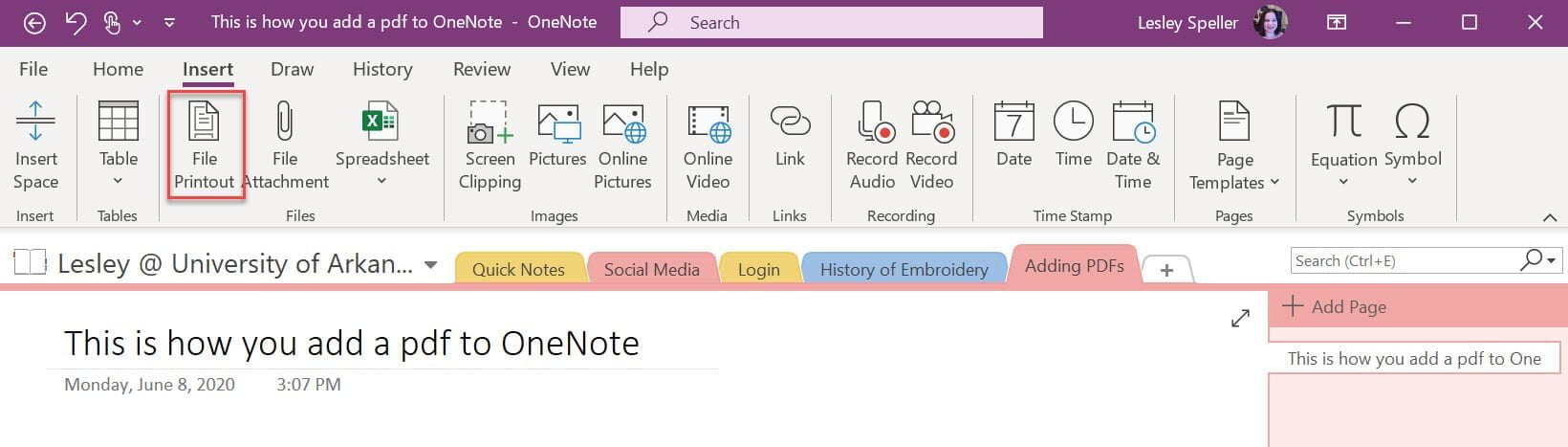 Taking Notes On A Pdf In Onenote Teaching Innovation And Pedagogical Support
