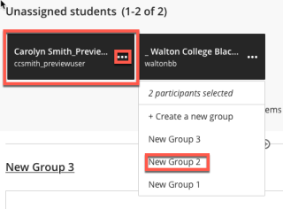 Select students and assign to groups