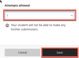 Select the allowed attempts and click save